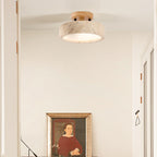 TerraLuce: Round LED Ceiling Light 1-Bulb Made of Travertine Stone Minimalist – for Hallway & Living Room