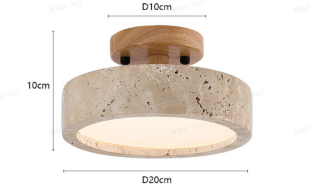 TerraLuce: Round LED Ceiling Light 1-Bulb Made of Travertine Stone Minimalist – for Hallway & Living Room