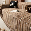 TerraStripes: Sofa Cover in Boho Stripe Design Made of Plush Microfiber with Non-Slip Comfort – for Sofa & Daybed