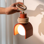Compact Resin Shade Pendant Light, Cream & Orange