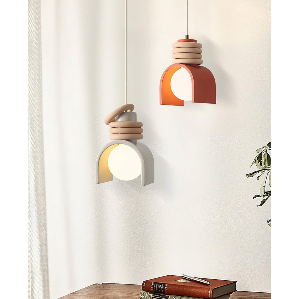 Compact Resin Shade Pendant Light, Cream & Orange