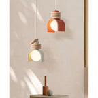 Compact Resin Shade Pendant Light, Cream & Orange