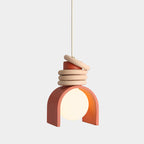 Compact Resin Shade Pendant Light, Cream & Orange