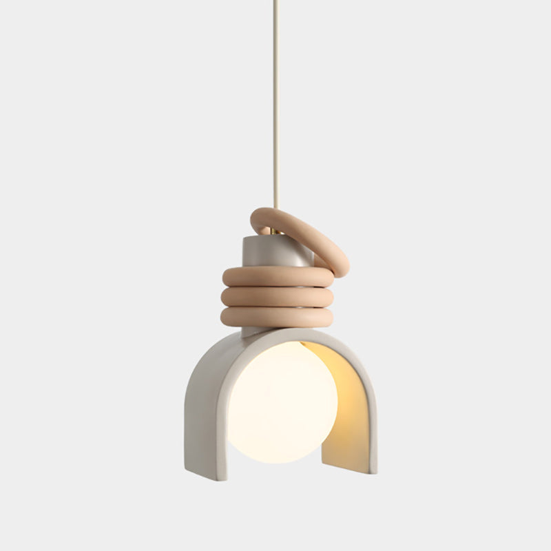 Compact Resin Shade Pendant Light, Cream & Orange