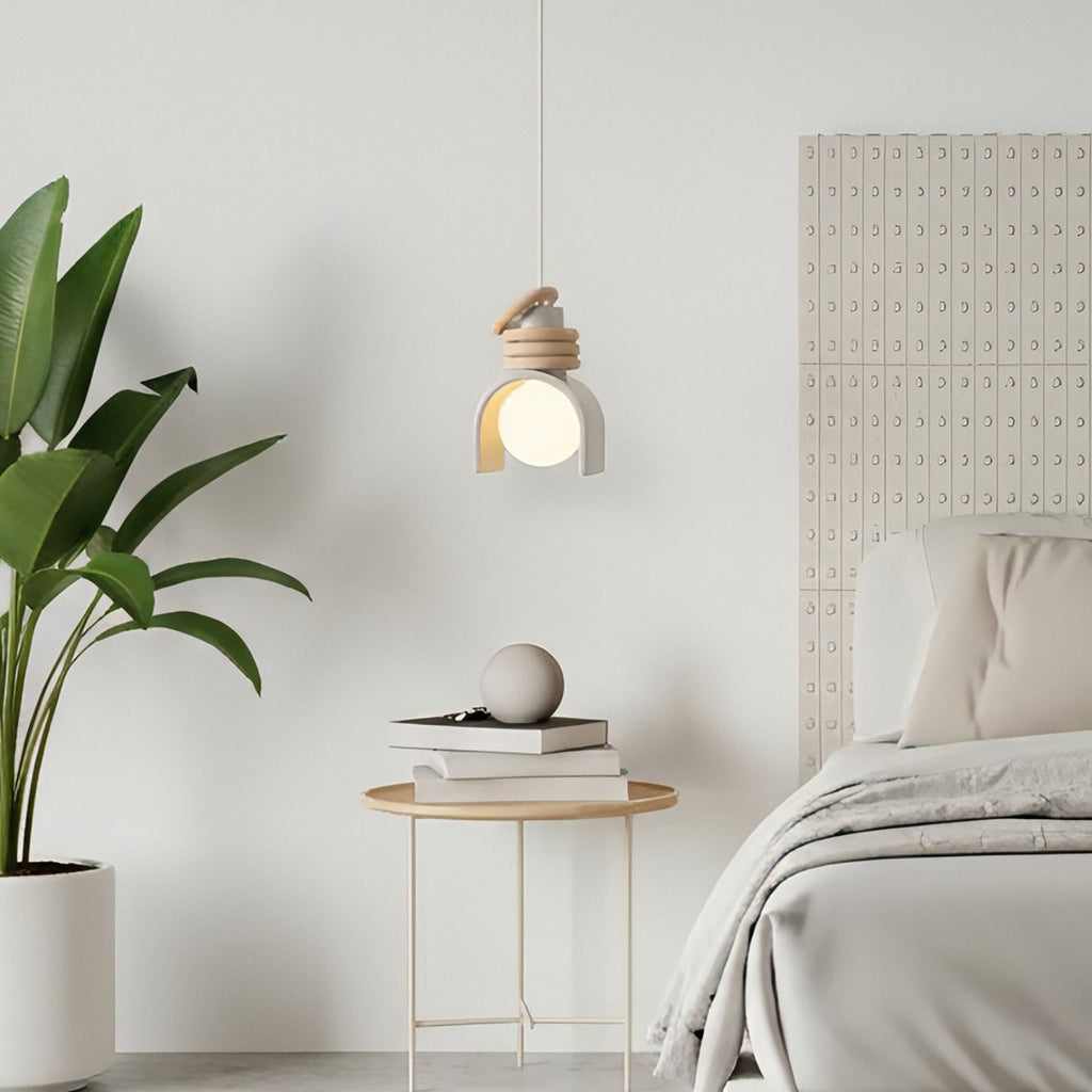 Compact Resin Shade Pendant Light, Cream & Orange