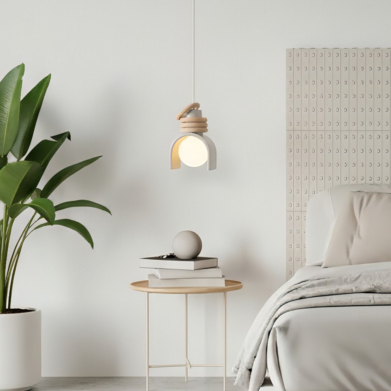 Compact Resin Shade Pendant Light, Cream & Orange