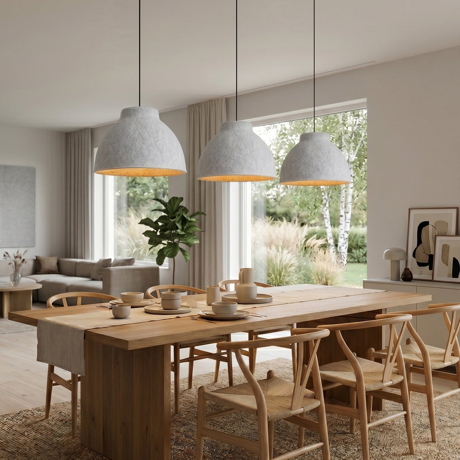 Bowl-Shaped Acoustic Felt Pendant Lamp