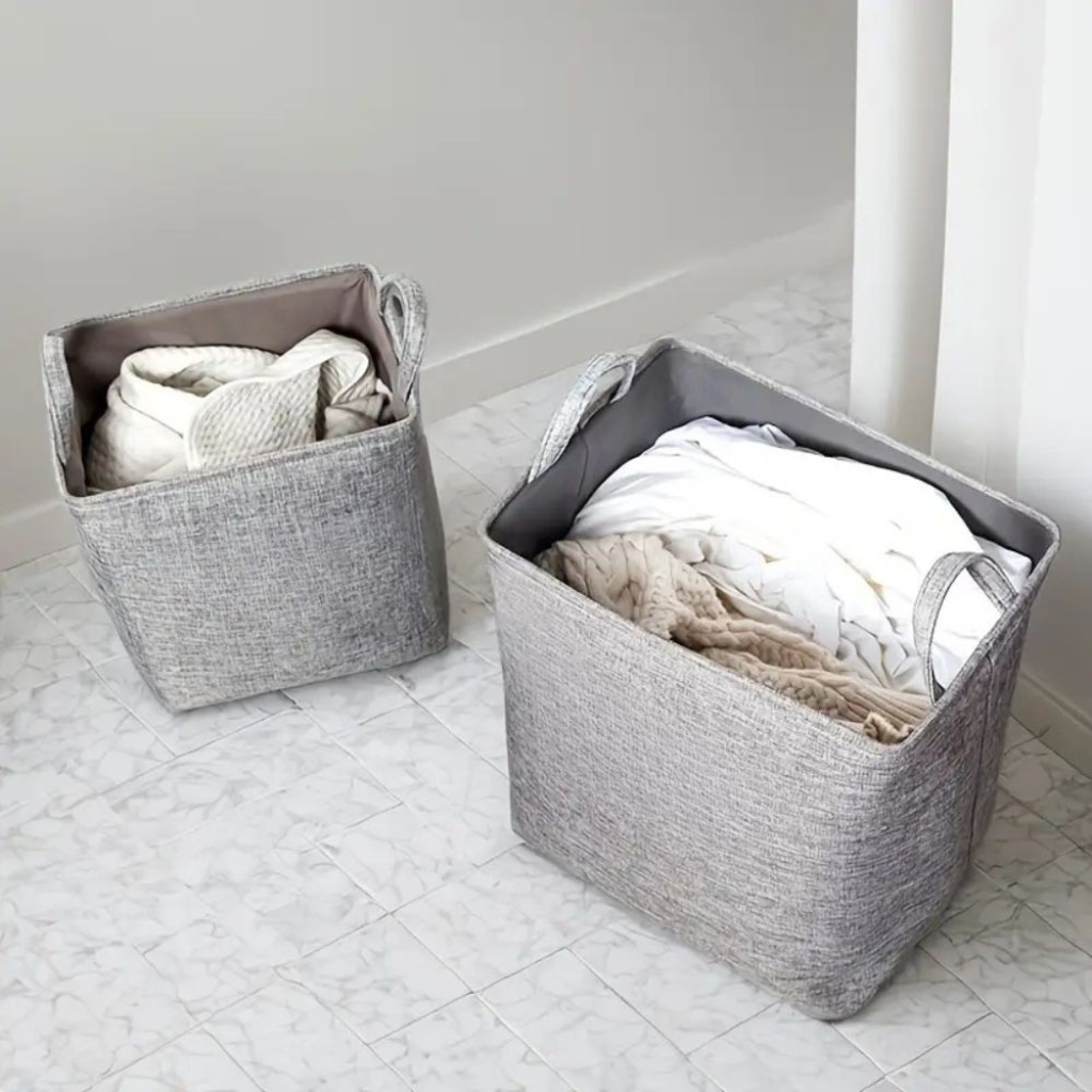 TextileMagic: collapsible fabric laundry basket with handles – lightweight, decorative & practical for bedrooms & bathrooms