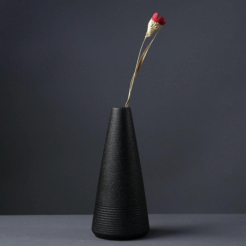 Vase Ceramic Black Textured Finish Decorative