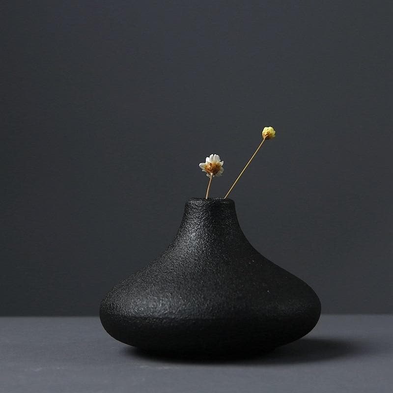 Vase Ceramic Black Textured Finish Decorative