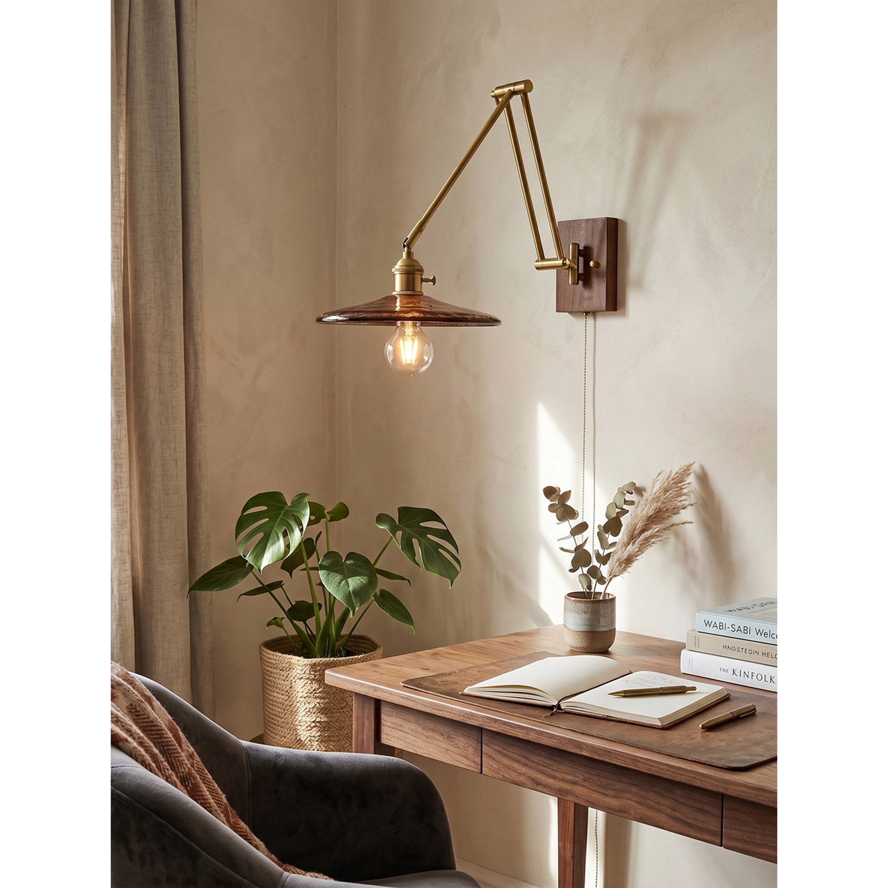 Layered Disc & Ring Wall Sconce with Adjustable Arm