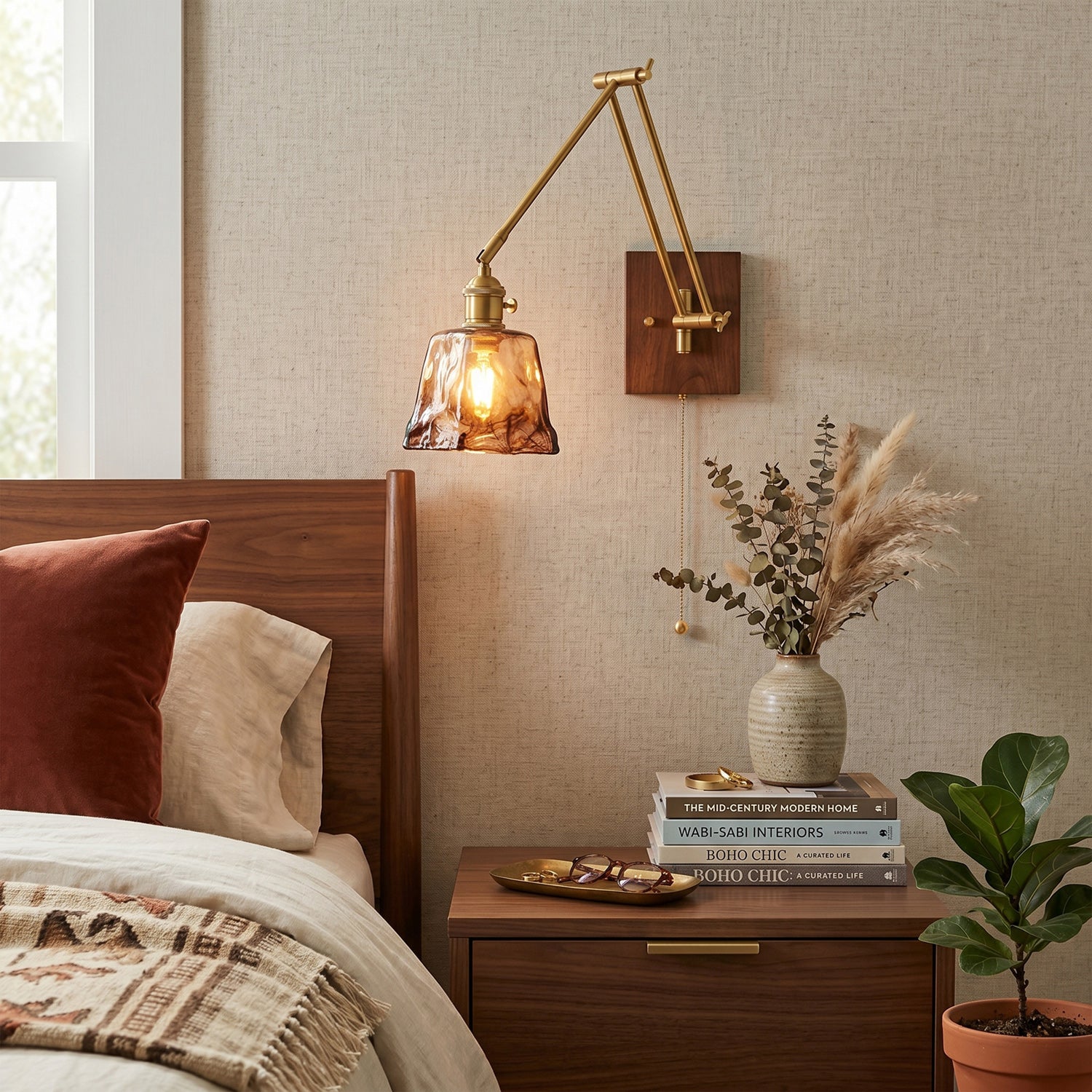 Layered Disc & Ring Wall Sconce with Adjustable Arm