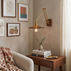 Layered Disc & Ring Wall Sconce with Adjustable Arm