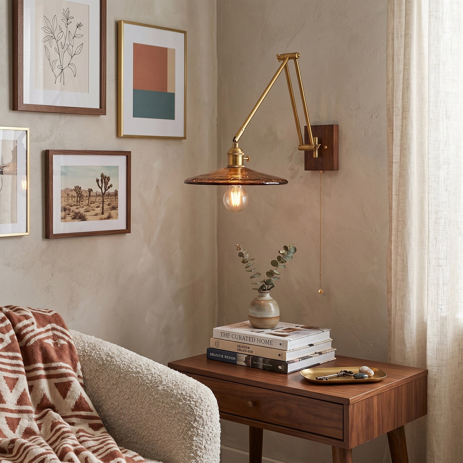 Layered Disc & Ring Wall Sconce with Adjustable Arm