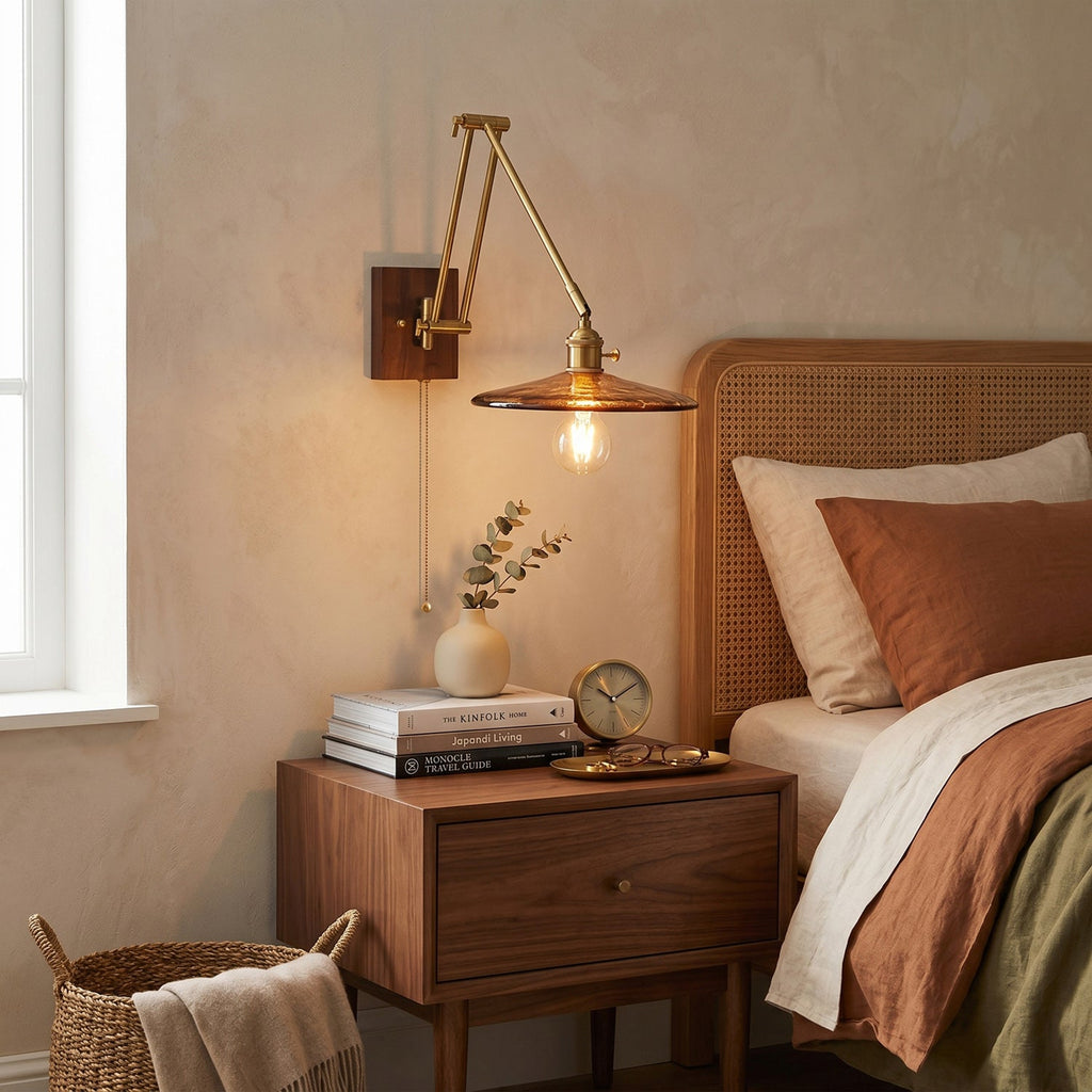 Layered Disc & Ring Wall Sconce with Adjustable Arm