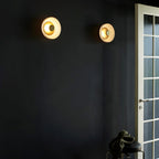Minimalist Brass & Glass Round Wall Sconce LED 1-Light