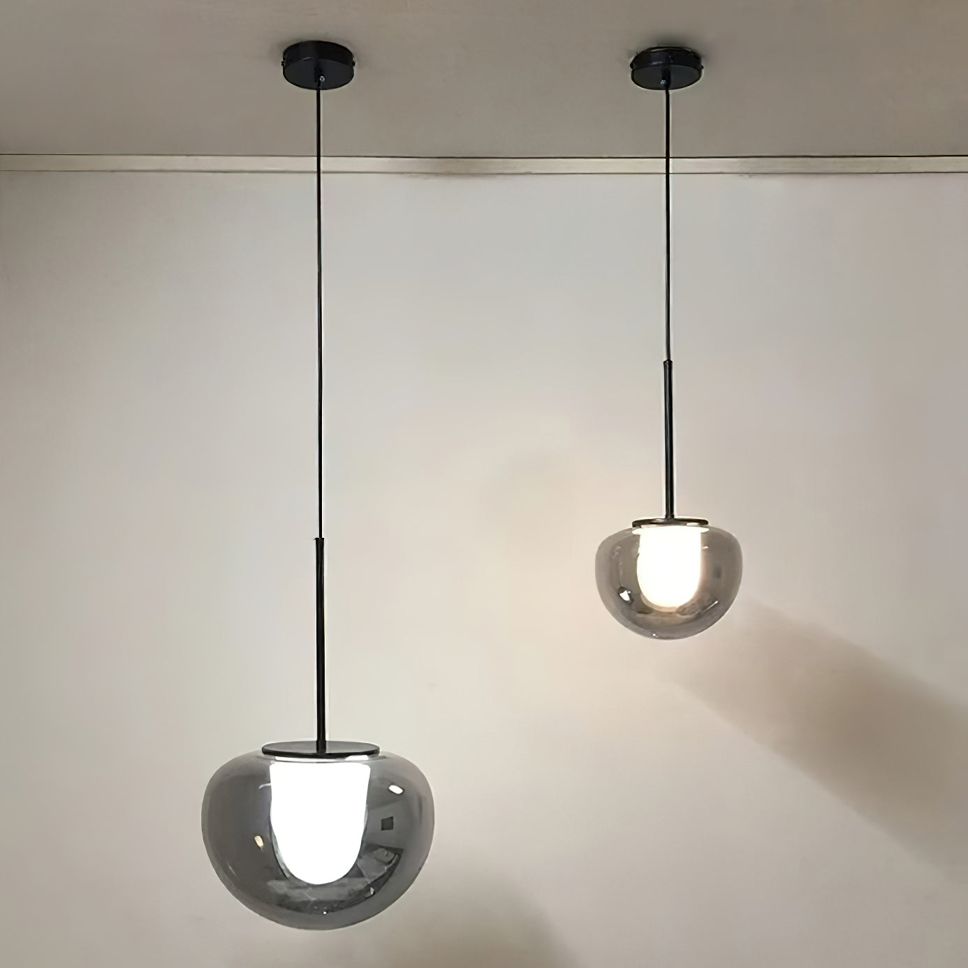 Tinted Glass Diffuser Pendant Light, Smoke or Amber