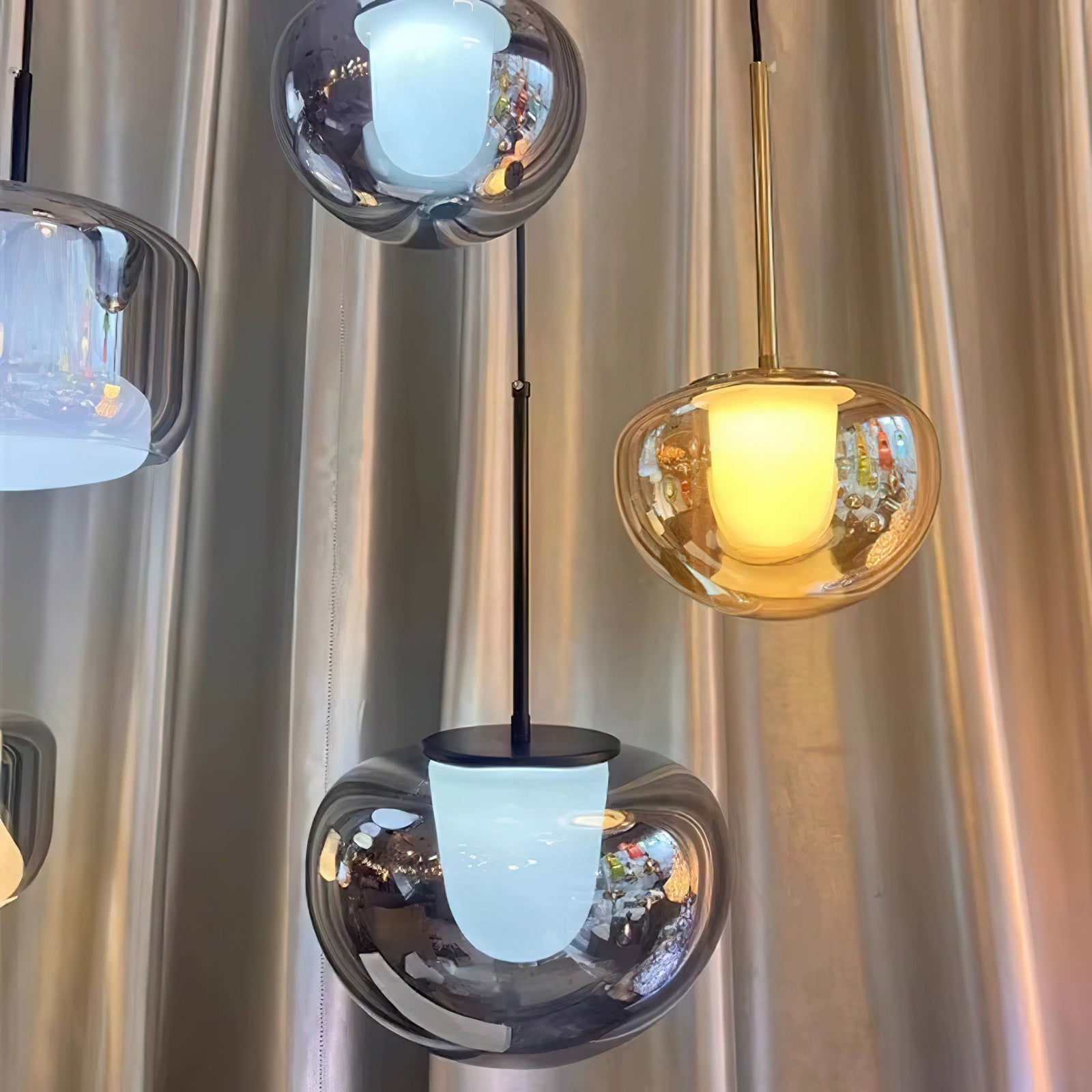 Tinted Glass Diffuser Pendant Light, Smoke or Amber