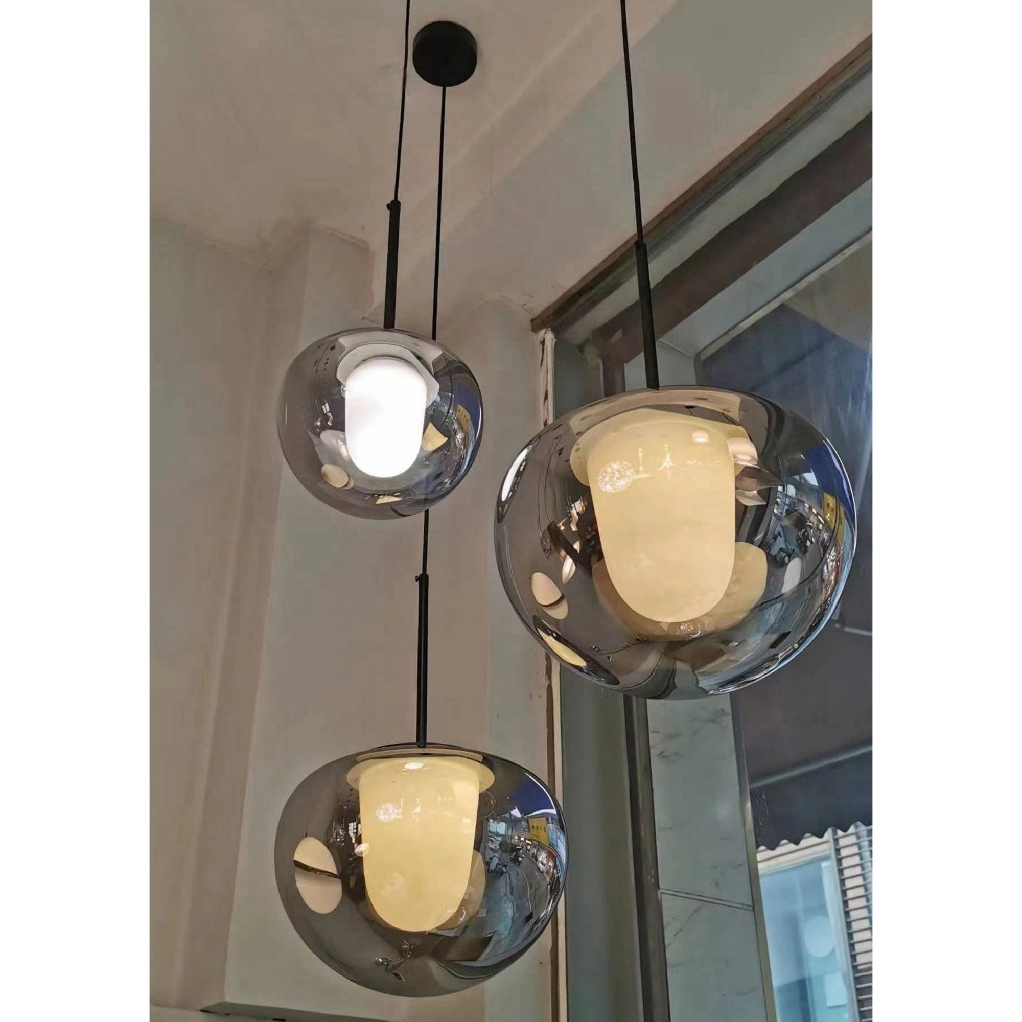 Tinted Glass Diffuser Pendant Light, Smoke or Amber