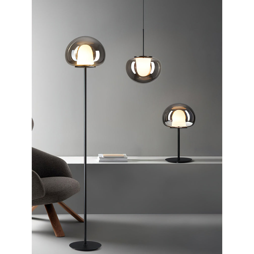 Tinted Glass Diffuser Pendant Light, Smoke or Amber