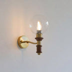 Globe Wall Sconce with Turned Wood & Gold Accents