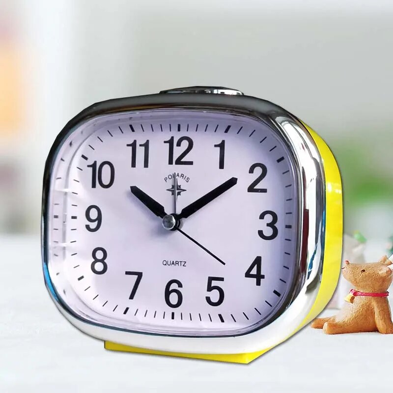 Alarm Clock Silent Sweep Snooze Function Night Light Plastic Build