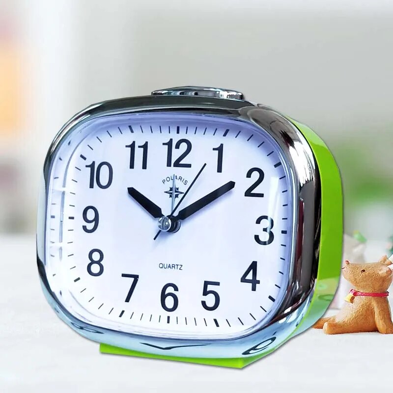 Alarm Clock Silent Sweep Snooze Function Night Light Plastic Build