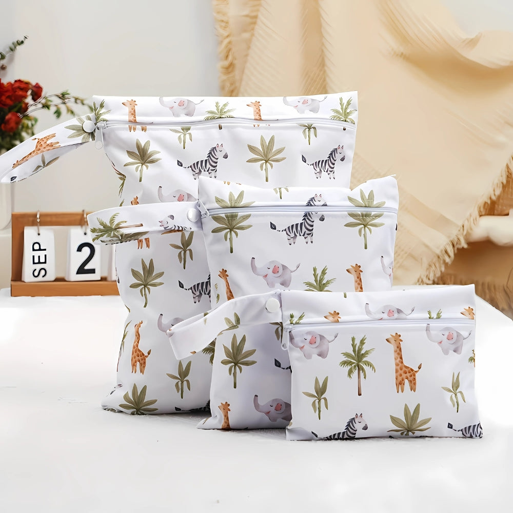 TierFriends: Storage Bag with Safari Print – Durable, Lightweight & Practical for Baby Accessories & Travel (Set of 3)