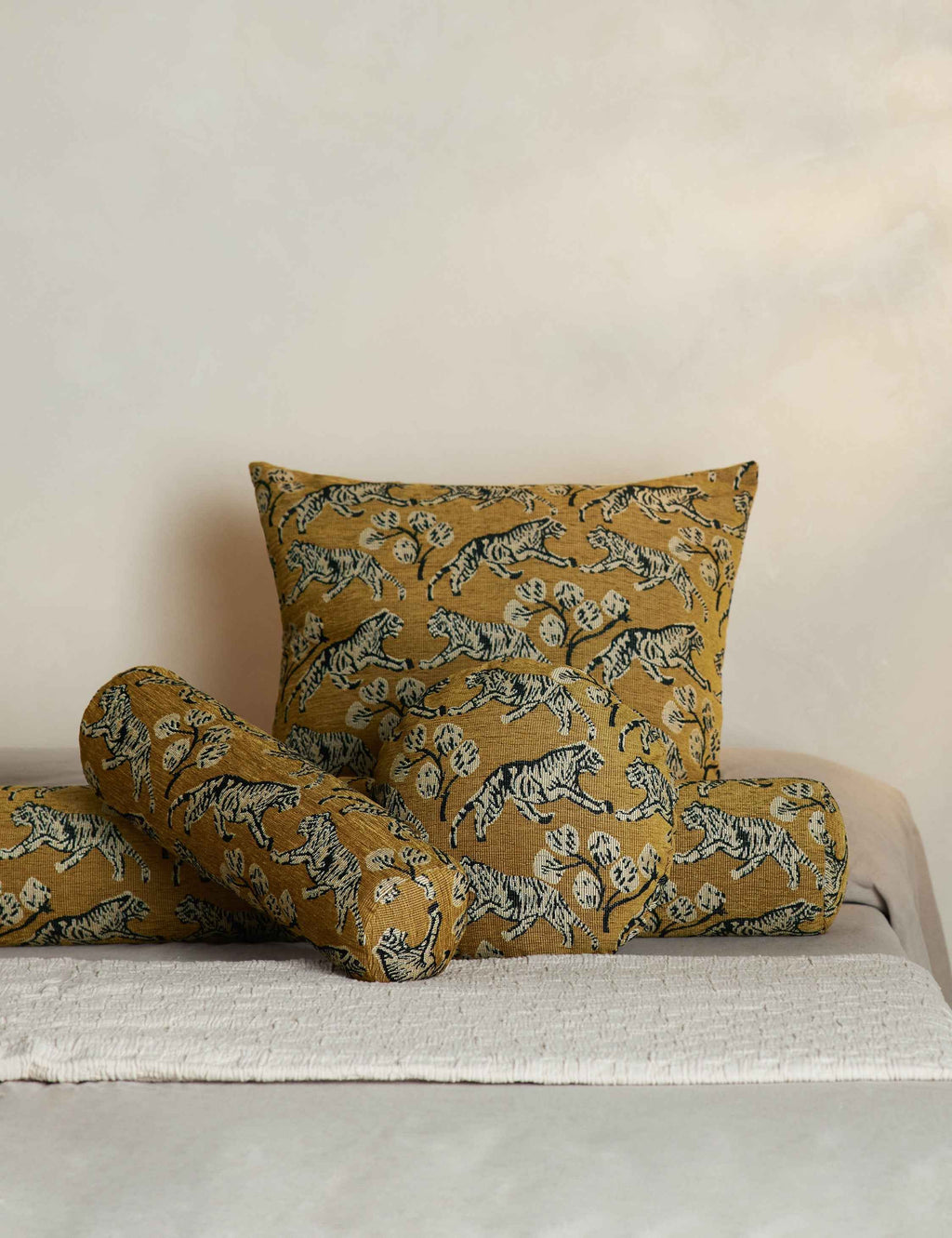Brixton Jacquard Bolster Pillow | Oversized Tiger Print Design