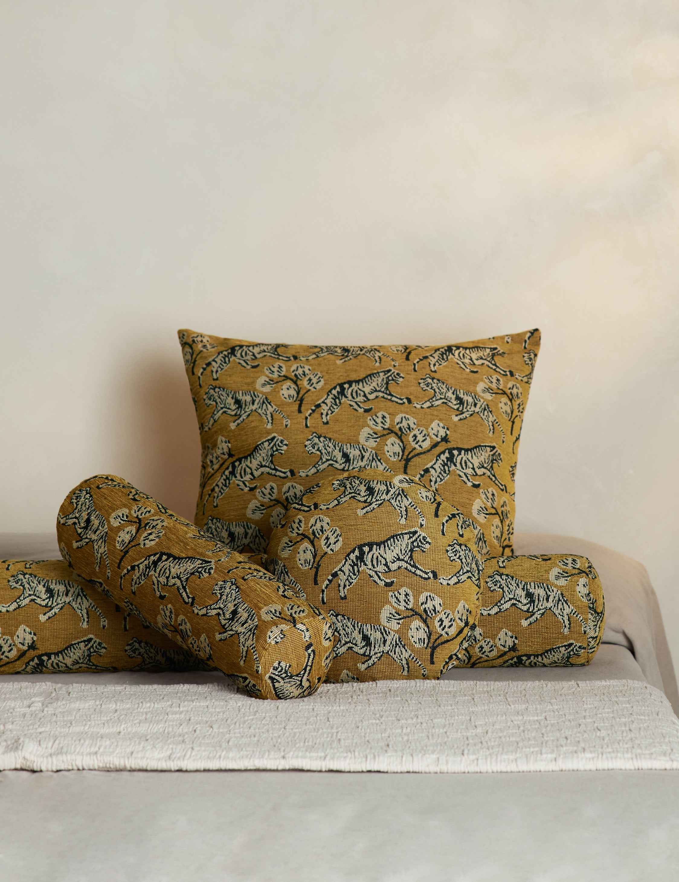 Brixton Jacquard Bolster Pillow | Oversized Tiger Print Design