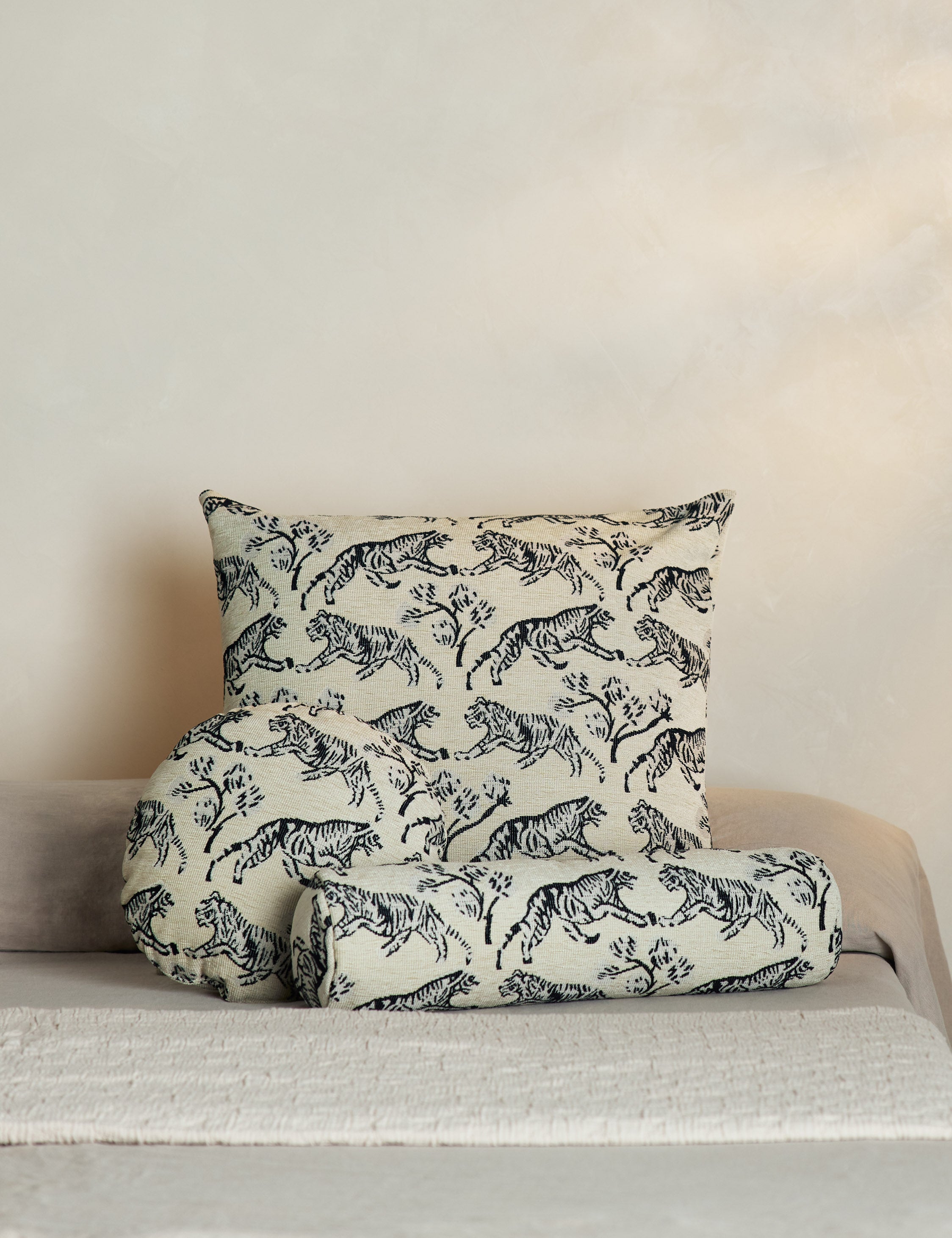 Bristol Bolster Pillow | Hand-Drawn Tiger Jacquard Design