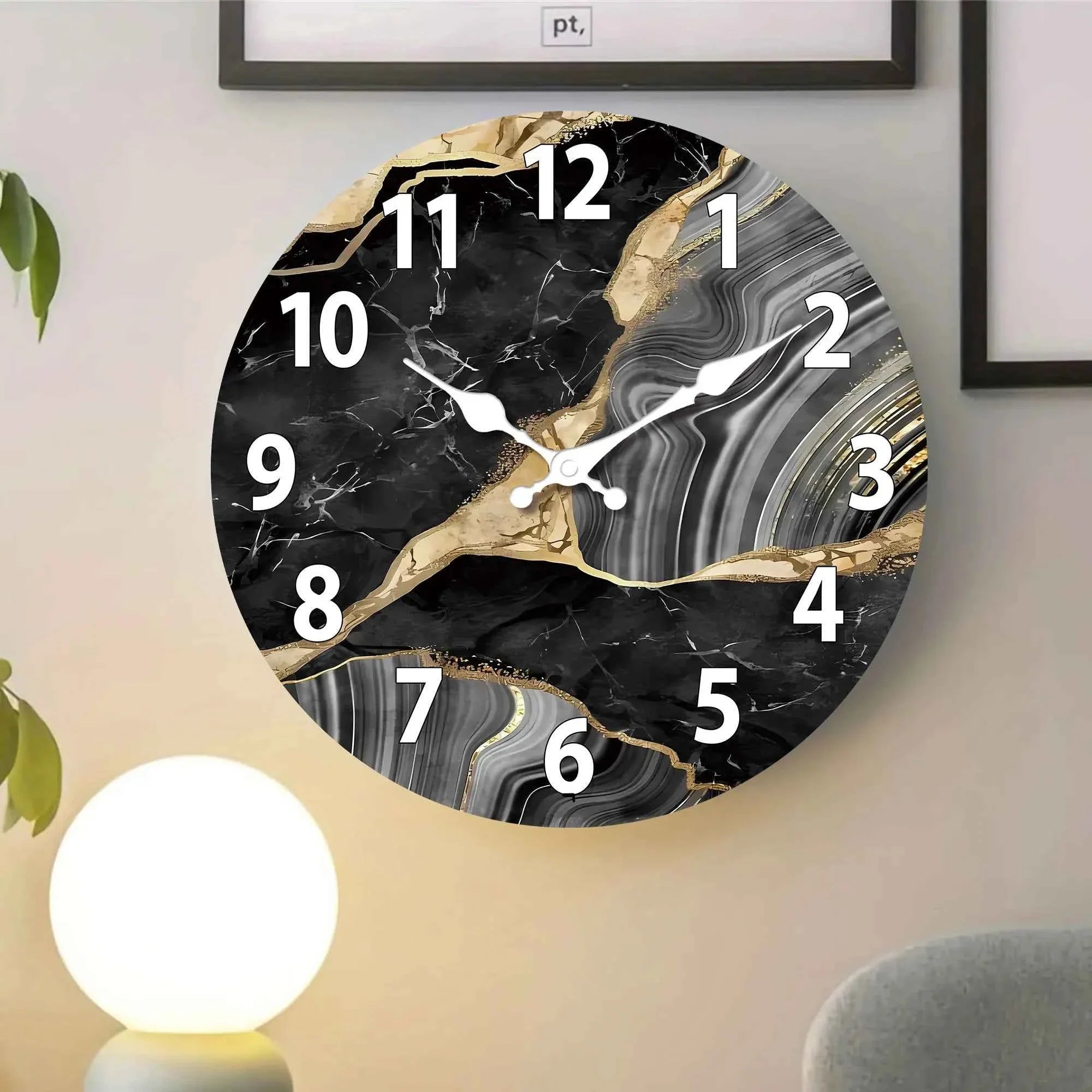 Bello Wall Clock | Modern Marble Design, Silent Quartz Mechanism