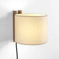 Plug-In Beech Wood Wall Lamp with Parchment Shade