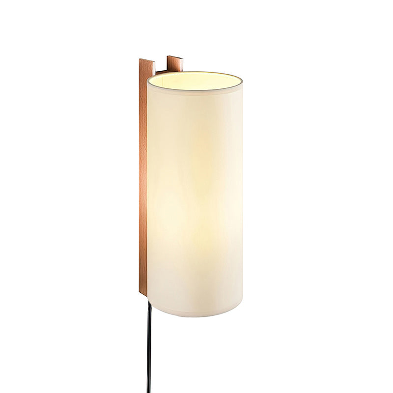 Plug-In Beech Wood Wall Lamp with Parchment Shade
