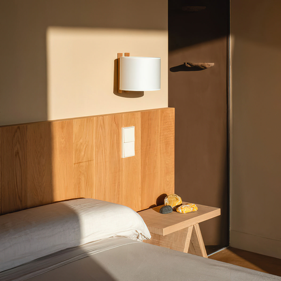 Beech Wood Wall Lamp with Parchment Shade