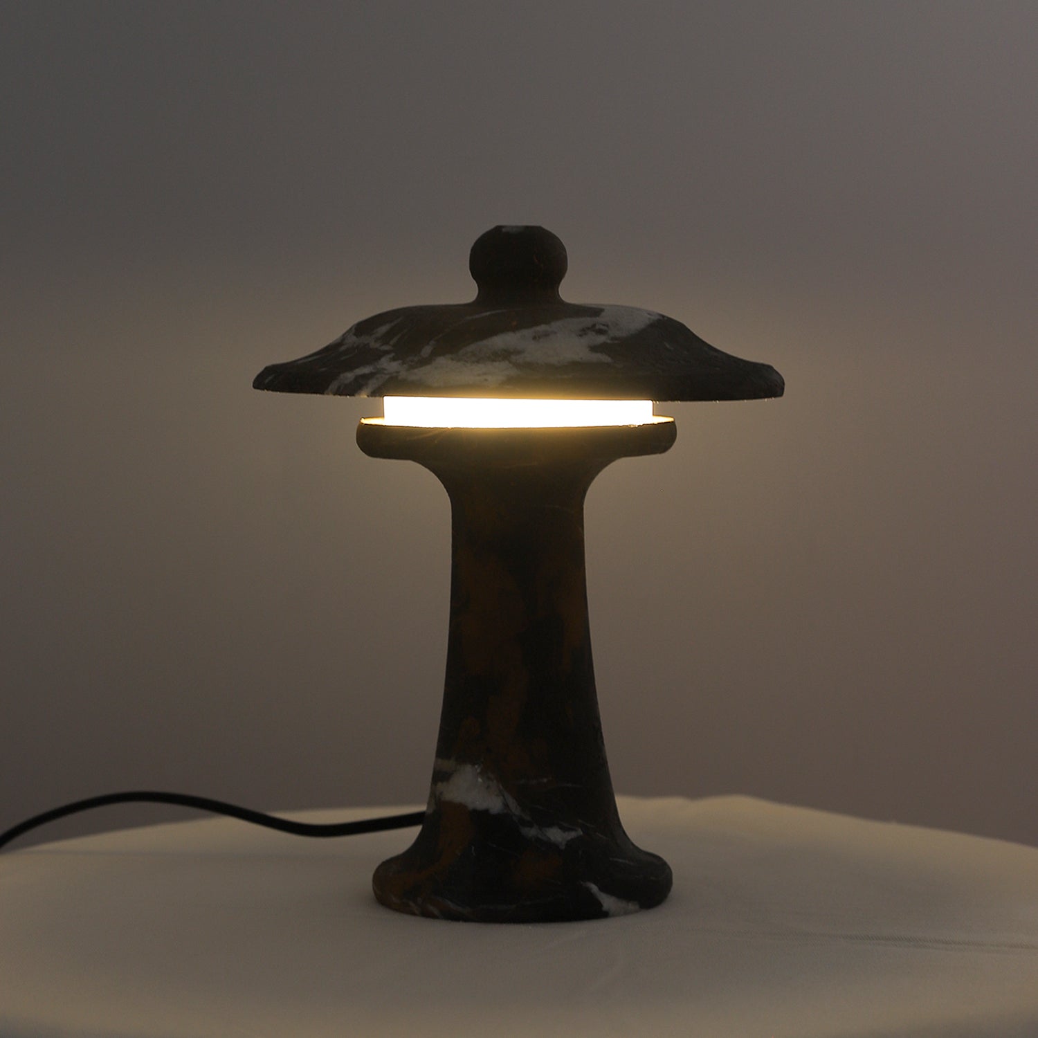 Carved Marble Dome Accent Lamp with Horizontal Glow