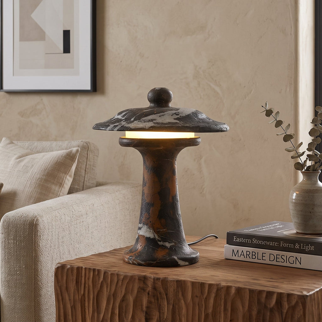 Carved Marble Dome Accent Lamp with Horizontal Glow