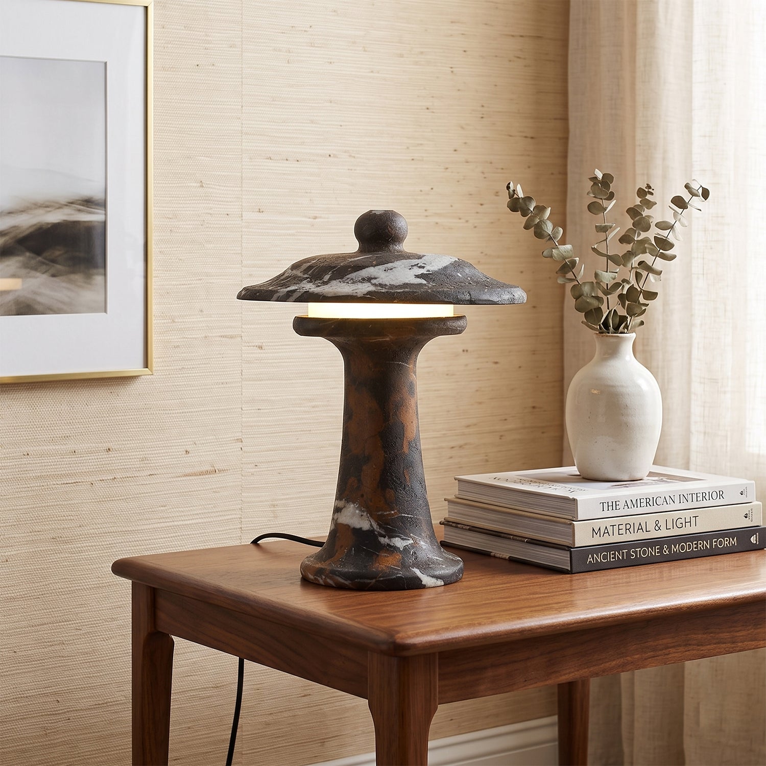 Carved Marble Dome Accent Lamp with Horizontal Glow