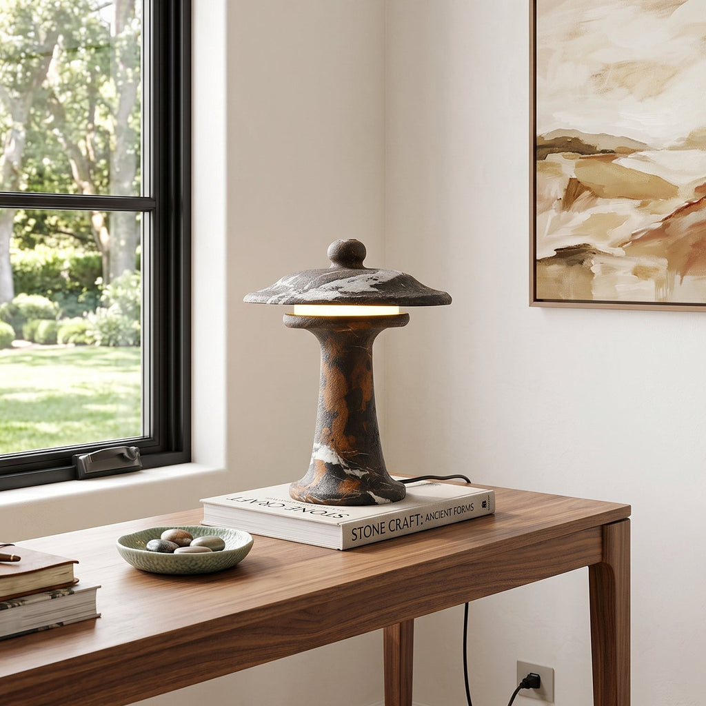 Carved Marble Dome Accent Lamp with Horizontal Glow