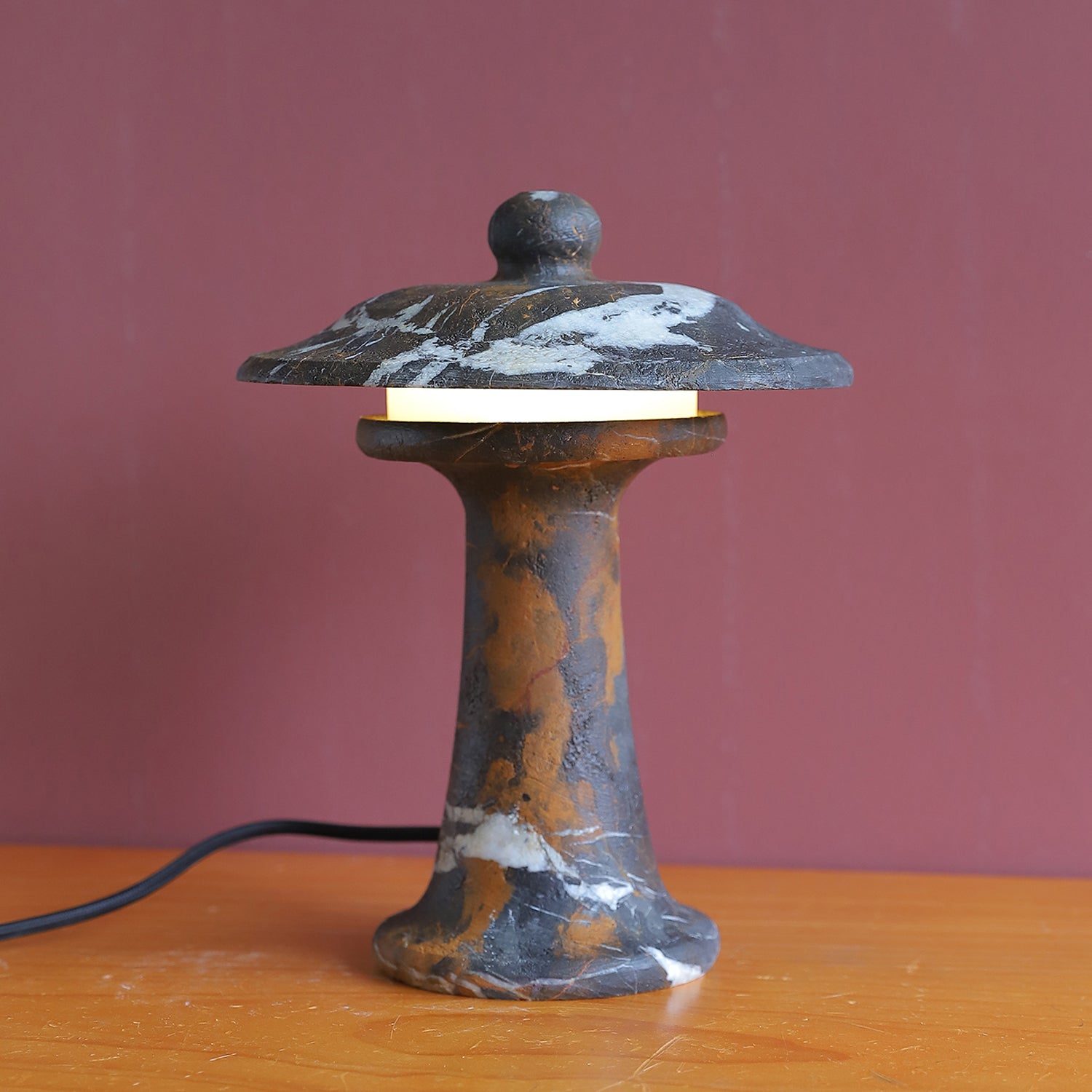 Carved Marble Dome Accent Lamp with Horizontal Glow