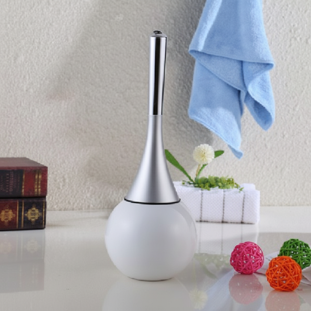 Toilet Brush Set Freestanding Slim Handle Closed Holder