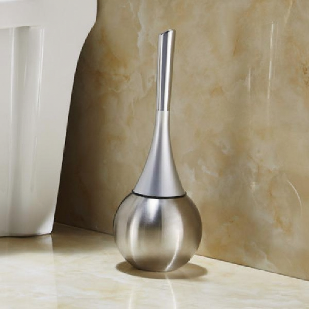 Toilet Brush Set Freestanding Slim Handle Closed Holder