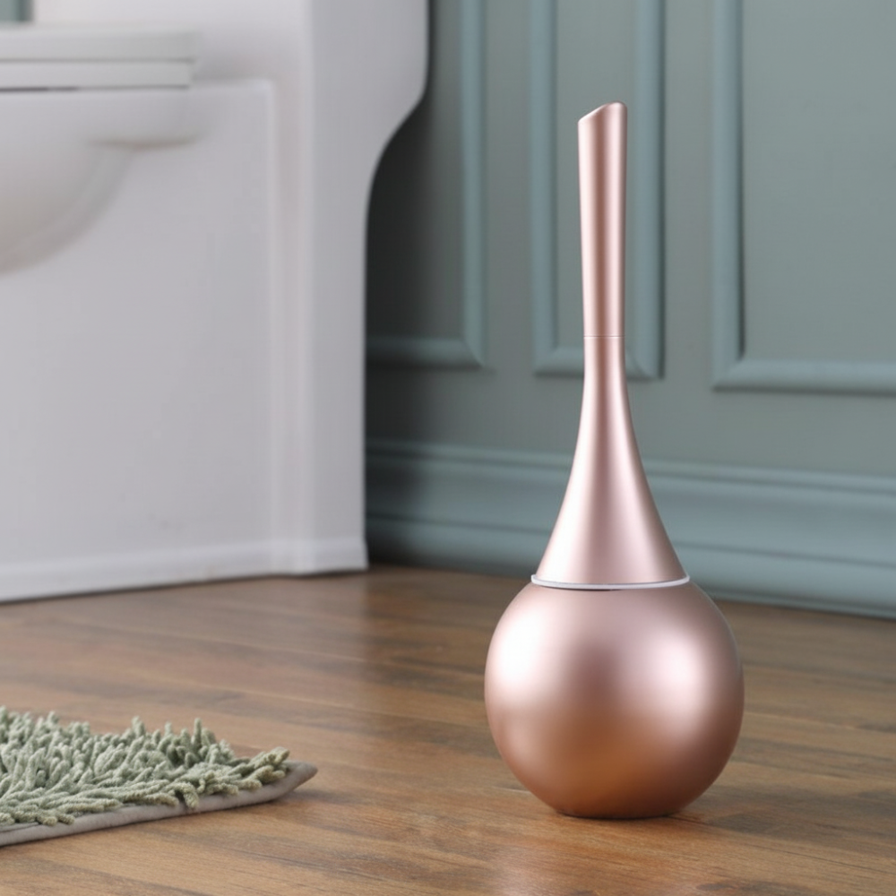 Toilet Brush Set Freestanding Slim Handle Closed Holder