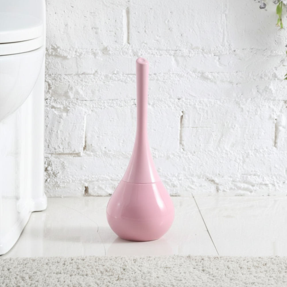 Toilet Brush Set Freestanding Slim Handle Closed Holder