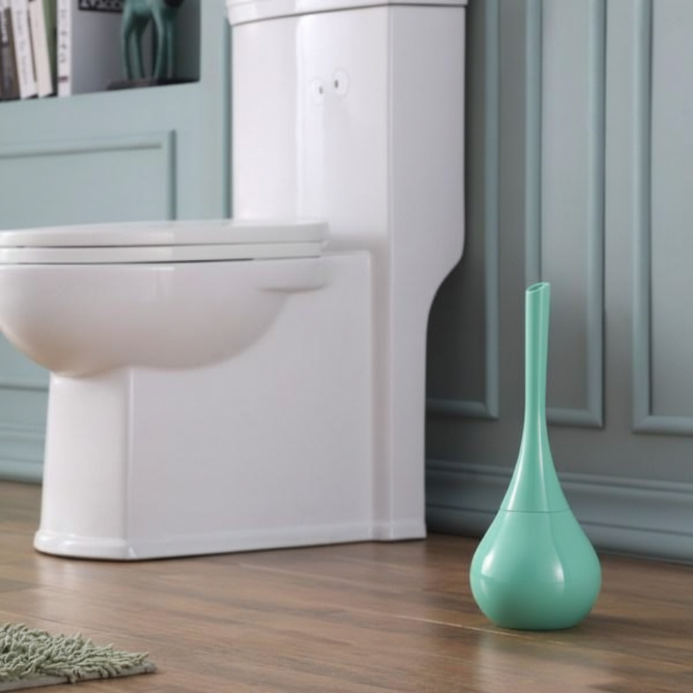 Toilet Brush Set Freestanding Slim Handle Closed Holder