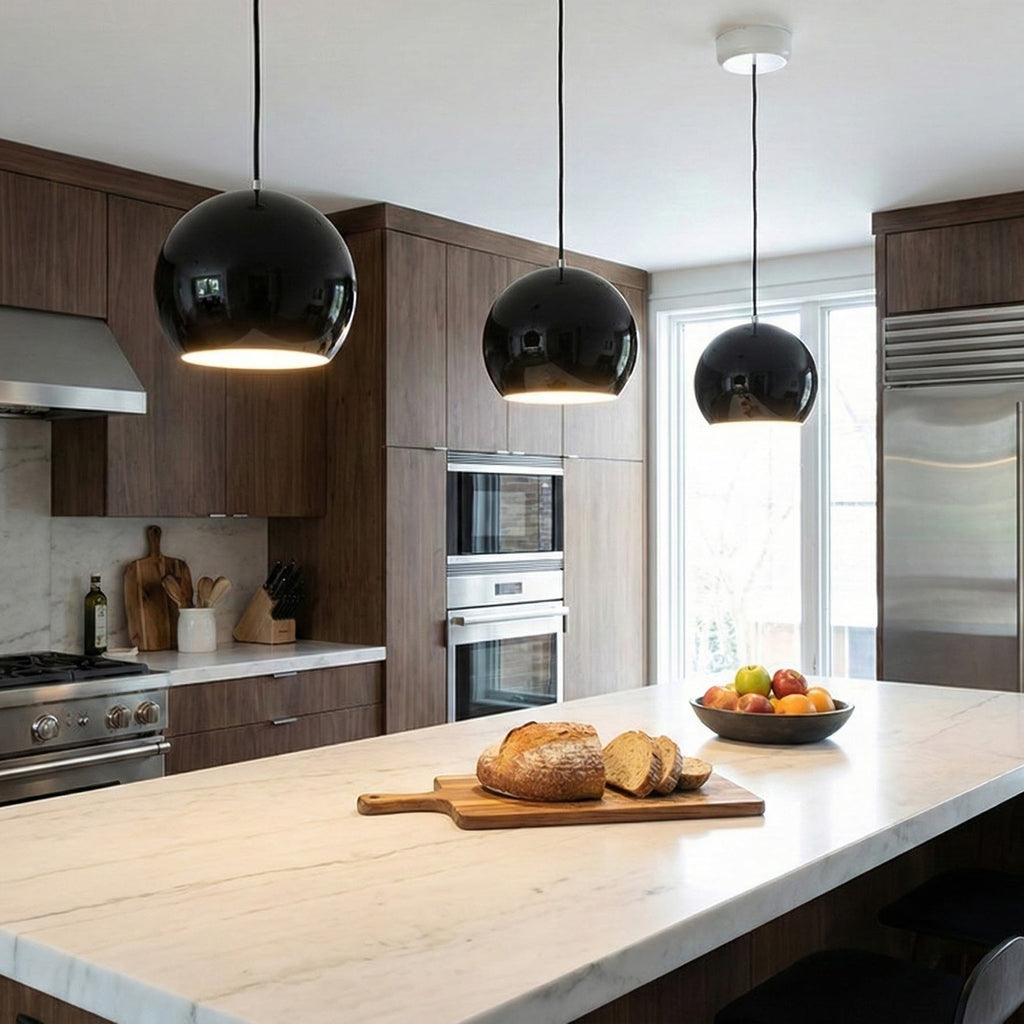 Spherical Aluminum Dome Pendant Light, Mid-Century