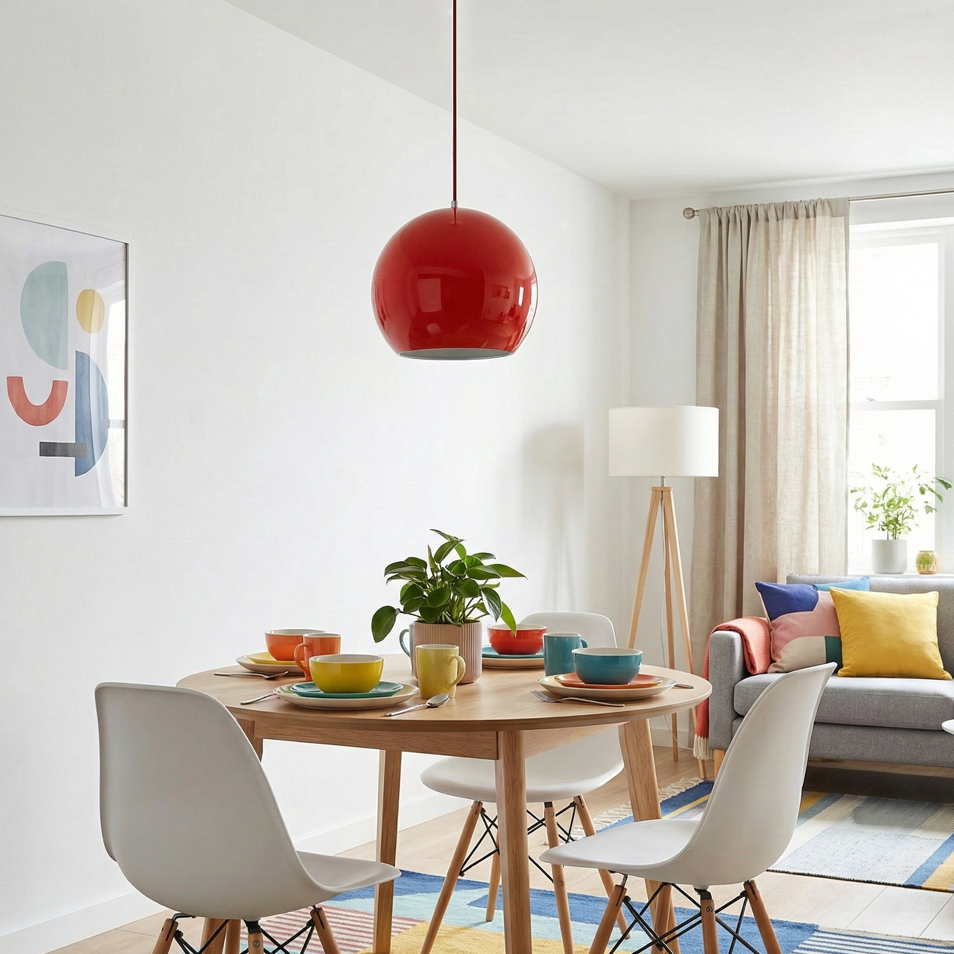 Spherical Aluminum Dome Pendant Light, Mid-Century