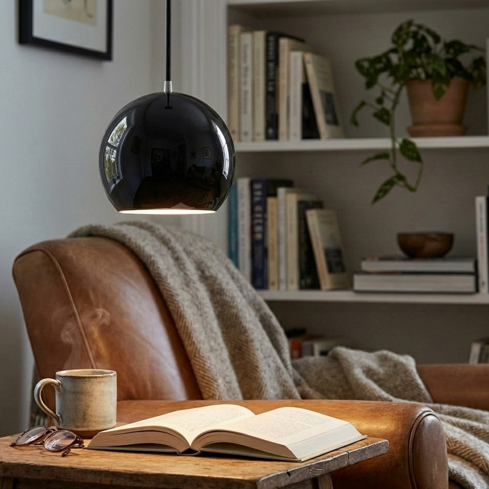 Spherical Aluminum Dome Pendant Light, Mid-Century