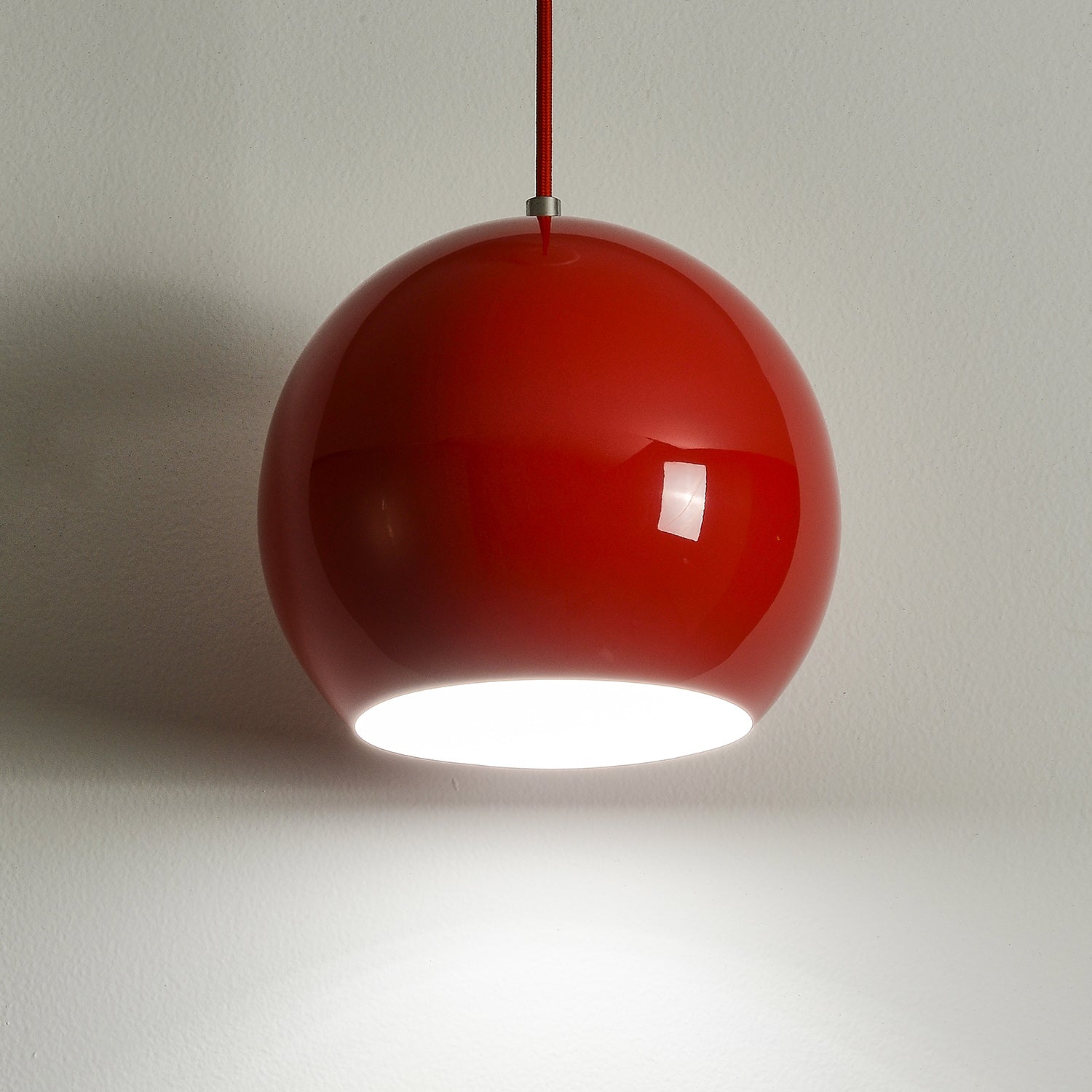 Spherical Aluminum Dome Pendant Light, Mid-Century