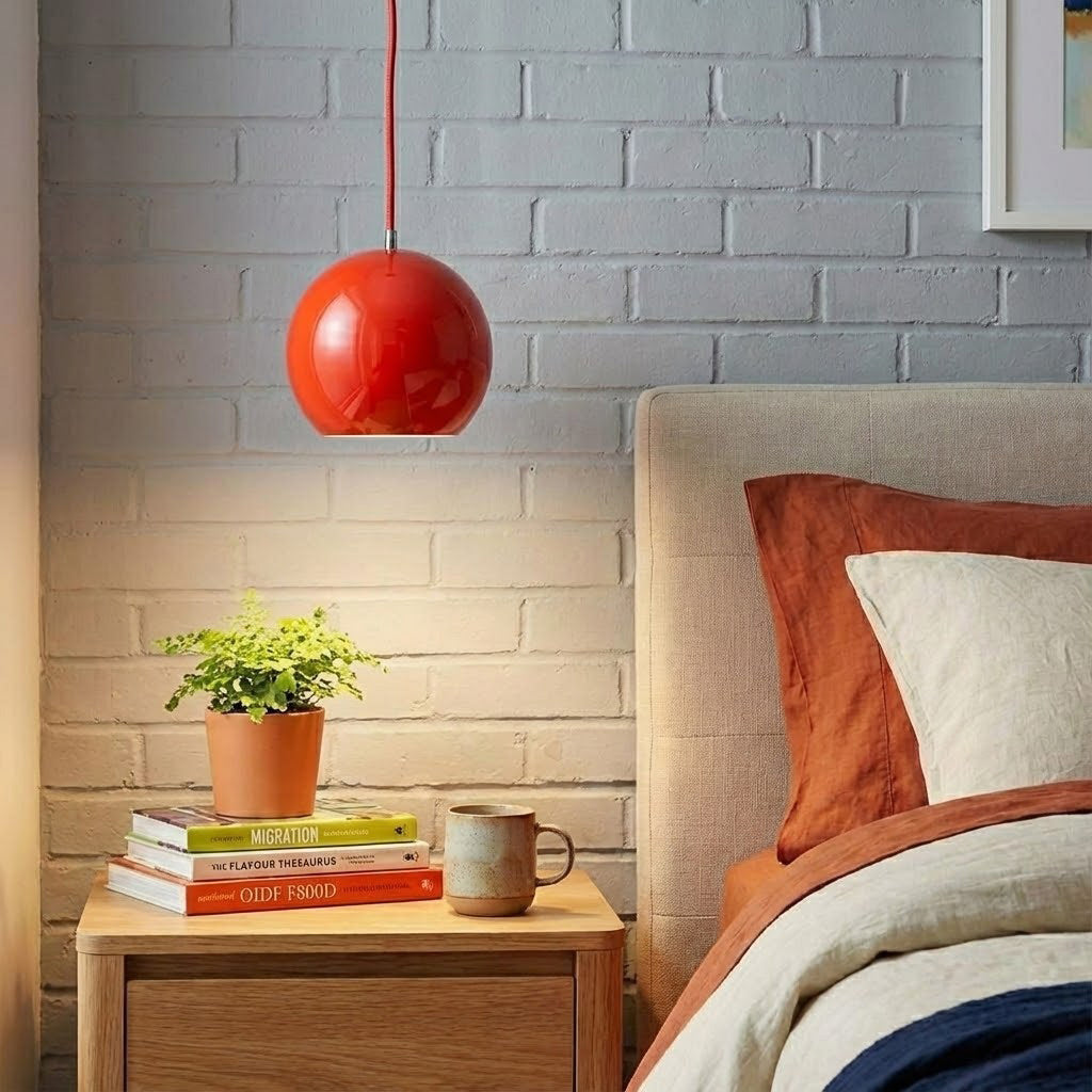 Spherical Aluminum Dome Pendant Light, Mid-Century